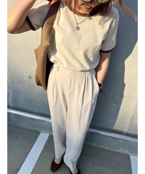 jumelle（ジュメロ）の「配色Ｔシャツ（Tシャツ/カットソー・レディース・ベージュ/ピンク・FREE）」の10枚目の写真