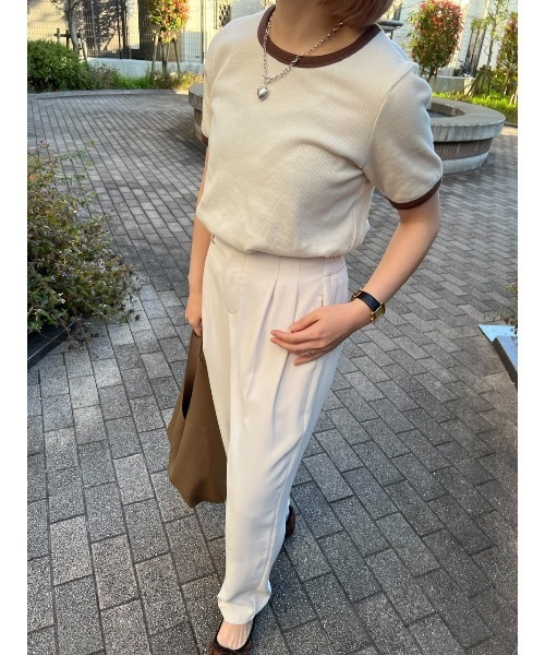 jumelle（ジュメロ）の「配色Ｔシャツ（Tシャツ/カットソー・レディース・ベージュ/ピンク・FREE）」の12枚目の写真