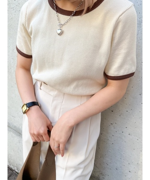 jumelle（ジュメロ）の「配色Ｔシャツ（Tシャツ/カットソー・レディース・ベージュ/ピンク・FREE）」の6枚目の写真