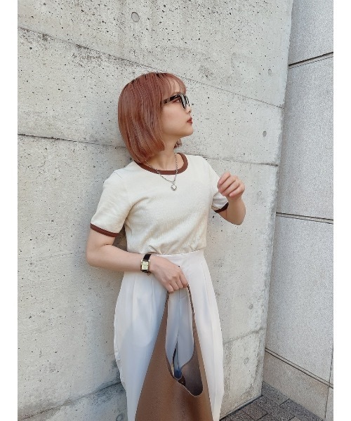 jumelle（ジュメロ）の「配色Ｔシャツ（Tシャツ/カットソー・レディース・ベージュ/ピンク・FREE）」の8枚目の写真