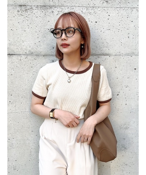 jumelle（ジュメロ）の「配色Ｔシャツ（Tシャツ/カットソー・レディース・ベージュ/ピンク・FREE）」の14枚目の写真