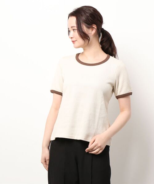 jumelle（ジュメロ）の「配色Ｔシャツ（Tシャツ/カットソー・レディース・ベージュ/ピンク・FREE）」の9枚目の写真