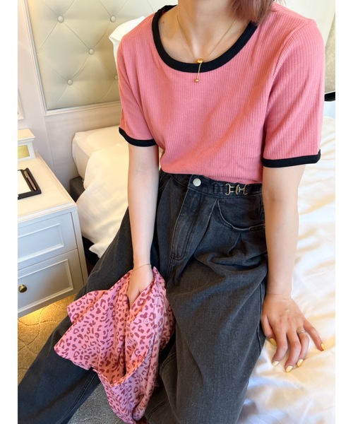 jumelle（ジュメロ）の「配色Ｔシャツ（Tシャツ/カットソー・レディース・ベージュ/ピンク・FREE）」の20枚目の写真