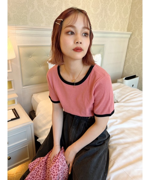 jumelle（ジュメロ）の「配色Ｔシャツ（Tシャツ/カットソー・レディース・ベージュ/ピンク・FREE）」の21枚目の写真