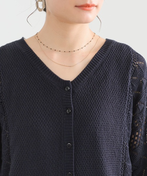 osharewalker（オシャレウォーカー）の「『透かし編みドルマンニット2wayカーディガン』（カーディガン/ボレロ・レディース・ミント/ダークネイビー/ライトベージュ・FREE）」の17枚目の写真