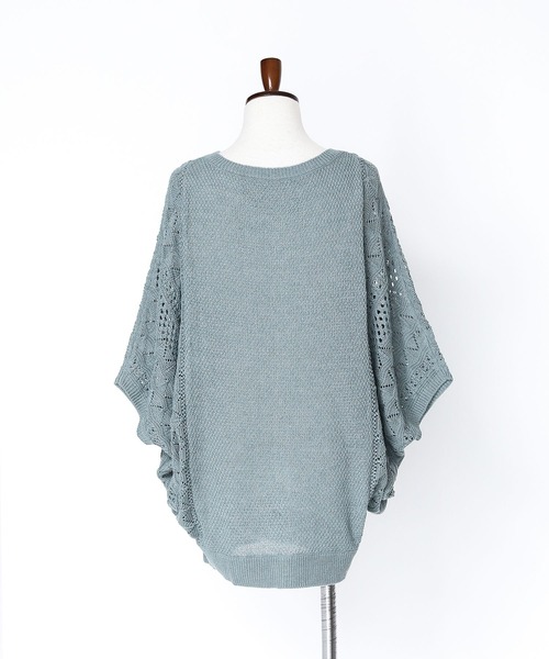 osharewalker（オシャレウォーカー）の「『透かし編みドルマンニット2wayカーディガン』（カーディガン/ボレロ・レディース・ミント/ダークネイビー/ライトベージュ・FREE）」の13枚目の写真