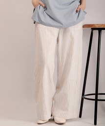 Anna Nicola リネンストライプ ベイカーパンツ
