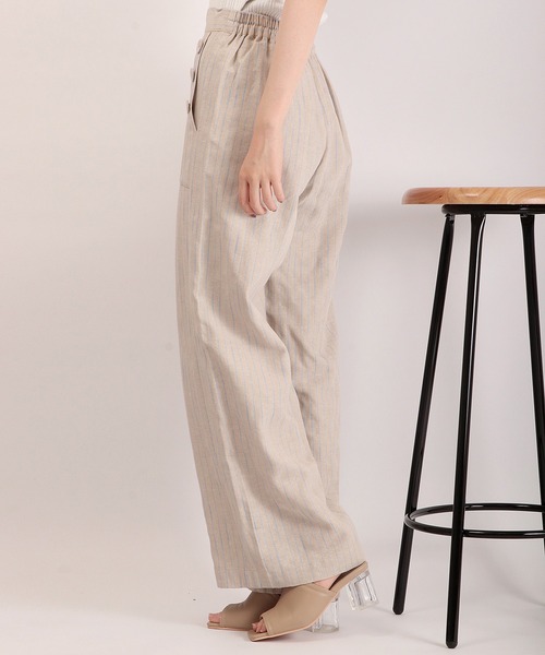 Anna Nicola（アンナニコラ）の「Anna Nicola リネンストライプ ベイカーパンツ（その他パンツ・レディース・ネイビー/ベージュ/オフホワイト・38）」の7枚目の写真