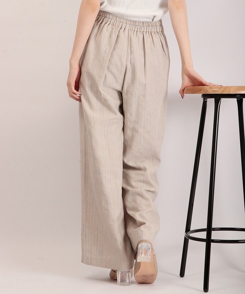 Anna Nicola（アンナニコラ）の「Anna Nicola リネンストライプ ベイカーパンツ（その他パンツ・レディース・ネイビー/ベージュ/オフホワイト・38）」の8枚目の写真