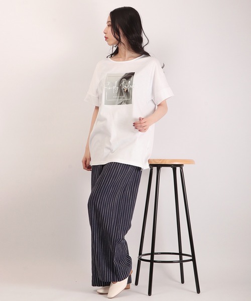 Anna Nicola（アンナニコラ）の「Anna Nicola リネンストライプ ベイカーパンツ（その他パンツ・レディース・ネイビー/ベージュ/オフホワイト・38）」の13枚目の写真