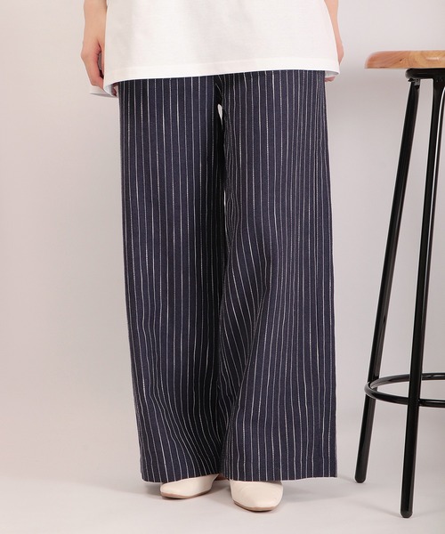 Anna Nicola（アンナニコラ）の「Anna Nicola リネンストライプ ベイカーパンツ（その他パンツ・レディース・ネイビー/ベージュ/オフホワイト・38）」の10枚目の写真