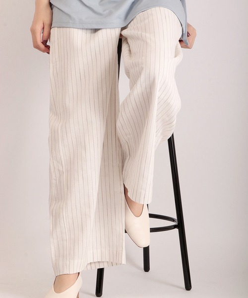 Anna Nicola（アンナニコラ）の「Anna Nicola リネンストライプ ベイカーパンツ（その他パンツ・レディース・ネイビー/ベージュ/オフホワイト・38）」の14枚目の写真