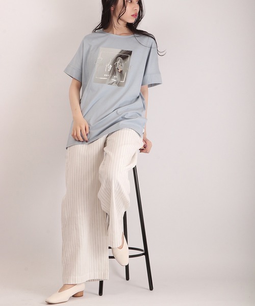 Anna Nicola（アンナニコラ）の「Anna Nicola リネンストライプ ベイカーパンツ（その他パンツ・レディース・ネイビー/ベージュ/オフホワイト・38）」の17枚目の写真