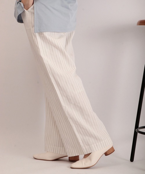 Anna Nicola（アンナニコラ）の「Anna Nicola リネンストライプ ベイカーパンツ（その他パンツ・レディース・ネイビー/ベージュ/オフホワイト・38）」の15枚目の写真