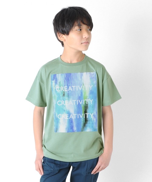 GLAZOS（グラソス）の「天竺・ドロップショルダーフォトプリント半袖Tシャツ（Tシャツ/カットソー・キッズ・ホワイト/ライトグリーン/ブラック・130cm/140cm/150cm/160cm/170cm）」の3枚目の写真