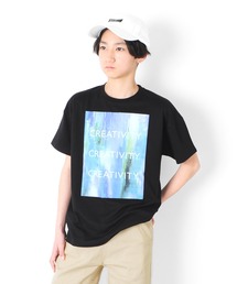 GLAZOS | 天竺・ドロップショルダーフォトプリント半袖Tシャツ(Tシャツ/カットソー)