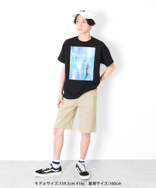 GLAZOS（グラソス）の「天竺・ドロップショルダーフォトプリント半袖Tシャツ（Tシャツ/カットソー・キッズ・ホワイト/ライトグリーン/ブラック・130cm/140cm/150cm/160cm/170cm）」の6枚目の写真