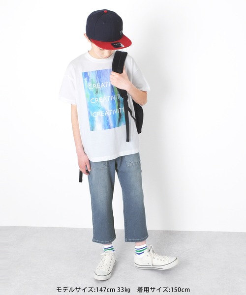 GLAZOS（グラソス）の「天竺・ドロップショルダーフォトプリント半袖Tシャツ（Tシャツ/カットソー・キッズ・ホワイト/ライトグリーン/ブラック・130cm/140cm/150cm/160cm/170cm）」の7枚目の写真