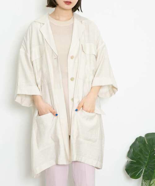 KBF（ケイビーエフ）の「バックオープンBIGシャツ（シャツ/ブラウス・レディース・ブラウン/グリーン系その他/ライトベージュ・ONE）」の6枚目の写真