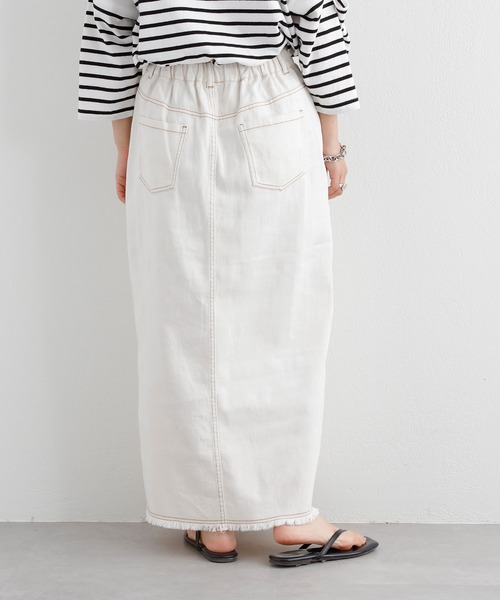 CIAOPANIC TYPY（チャオパニックティピー）の「■【TYPYDENIM】スリットロングスカート（デニムスカート・レディース・ホワイト/ネイビー・SMALL/MEDIUM）」の8枚目の写真