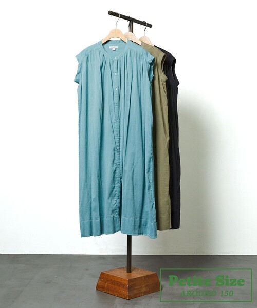 FREAK'S STORE（フリークスストア）の「【プチシリーズ】インドコットンクレープシャツワンピース（シャツワンピース・レディース・オレンジ/オリーブ/サックスブルー/オフホワイト/グリーン/ブラック・ﾌﾘ-）」の5枚目の写真