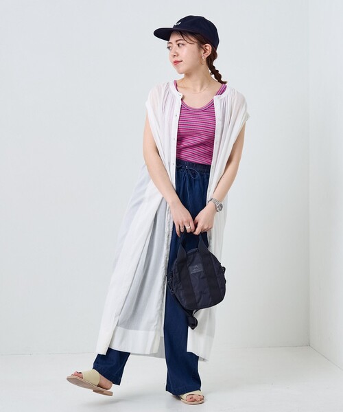 FREAK'S STORE（フリークスストア）の「【プチシリーズ】インドコットンクレープシャツワンピース（シャツワンピース・レディース・オレンジ/オリーブ/サックスブルー/オフホワイト/グリーン/ブラック・ﾌﾘ-）」の9枚目の写真