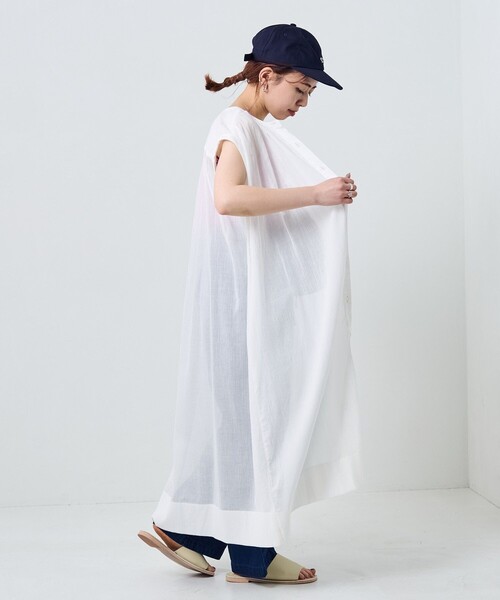 FREAK'S STORE（フリークスストア）の「【プチシリーズ】インドコットンクレープシャツワンピース（シャツワンピース・レディース・オレンジ/オリーブ/サックスブルー/オフホワイト/グリーン/ブラック・ﾌﾘ-）」の16枚目の写真