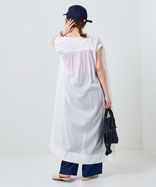 FREAK'S STORE（フリークスストア）の「【プチシリーズ】インドコットンクレープシャツワンピース（シャツワンピース・レディース・オレンジ/オリーブ/サックスブルー/オフホワイト/グリーン/ブラック・ﾌﾘ-）」の14枚目の写真