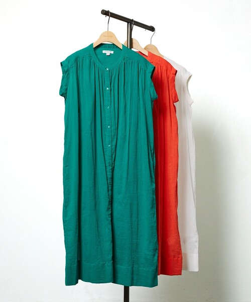FREAK'S STORE（フリークスストア）の「【プチシリーズ】インドコットンクレープシャツワンピース（シャツワンピース・レディース・オレンジ/オリーブ/サックスブルー/オフホワイト/グリーン/ブラック・ﾌﾘ-）」の22枚目の写真
