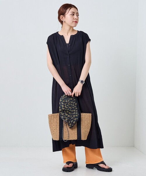 FREAK'S STORE（フリークスストア）の「【プチシリーズ】インドコットンクレープシャツワンピース（シャツワンピース・レディース・オレンジ/オリーブ/サックスブルー/オフホワイト/グリーン/ブラック・ﾌﾘ-）」の17枚目の写真