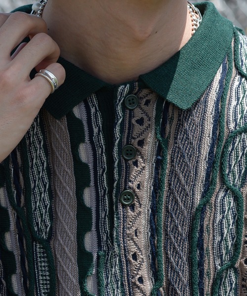 Perushu(ペルーシュ)の「ユーズドライクニットポロ(ポロシャツ・メンズ・ボルドー/オリーブ/ブルー・LARGE/MEDIUM)」の13枚目の写真