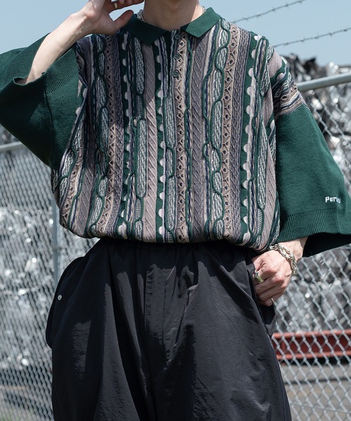 Perushu(ペルーシュ)の「ユーズドライクニットポロ(ポロシャツ・メンズ・ボルドー/オリーブ/ブルー・LARGE/MEDIUM)」の10枚目の写真