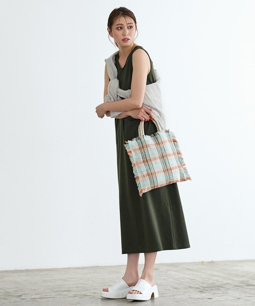 KOBE LETTUCE（コウベレタス）の「フリンジジャガードトートバッグ[B1469]（トートバッグ・レディース・オフホワイト/ベージュ系その他/ブラック系その他・FREE）」の12枚目の写真