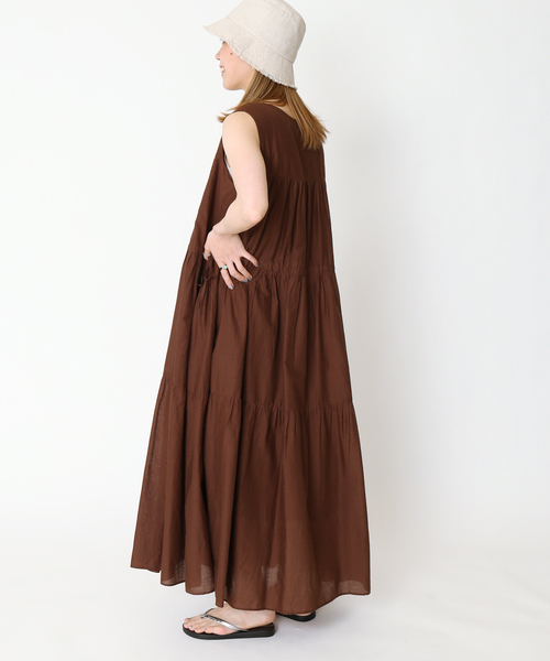 B.C STOCK（ベーセーストック）の「《追加》ティアード Vネック ワンピース（ワンピース・レディース・ホワイト/ブラック/ブラウン/グリーン・FREE）」の12枚目の写真