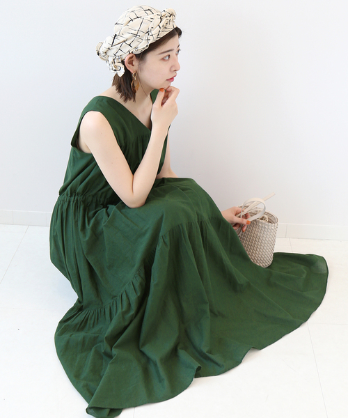 B.C STOCK（ベーセーストック）の「《追加》ティアード Vネック ワンピース（ワンピース・レディース・ホワイト/ブラック/ブラウン/グリーン・FREE）」の17枚目の写真