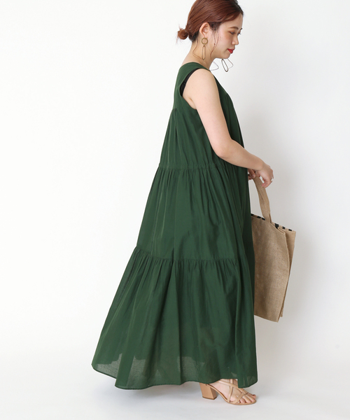 B.C STOCK（ベーセーストック）の「《追加》ティアード Vネック ワンピース（ワンピース・レディース・ホワイト/ブラック/ブラウン/グリーン・FREE）」の21枚目の写真