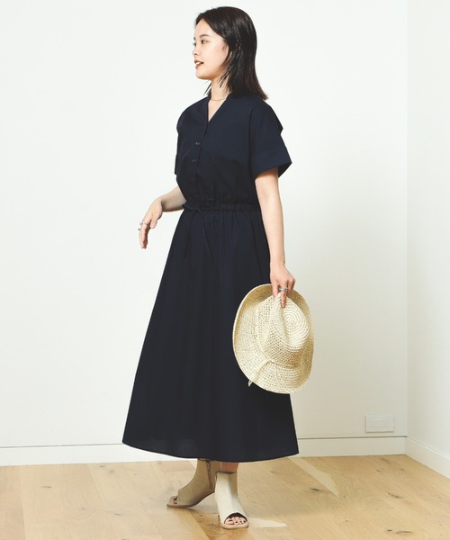 BEAMS HEART（ビームスハート）の「スキッパー ドロスト ワンピース（洗濯機可能）（ワンピース・レディース・ベージュ/ネイビー/グリーン/サックスブルー/グリーン系その他4・ONE SIZE）」の9枚目の写真