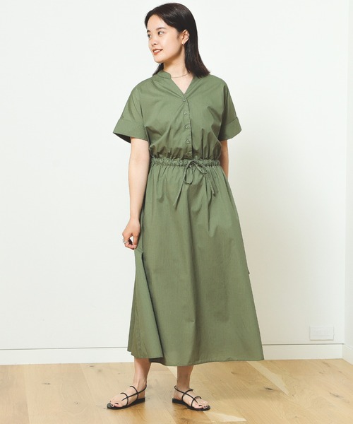 セール】【4色展開】スキッパー ドロスト ワンピース（洗濯機