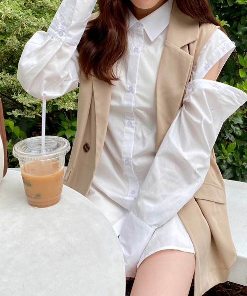 INGNI（イング）の「マルチWAYシャツ（シャツ/ブラウス・レディース・オフホワイト/ブルー系1/ピンク系9・M）」の9枚目の写真