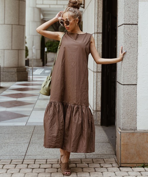 esutoreja（エストレジャ）の「デザインマキシドレス（ワンピース・レディース・ブラック/ブラウン/オレンジ/グリーン・FREE）」の3枚目の写真