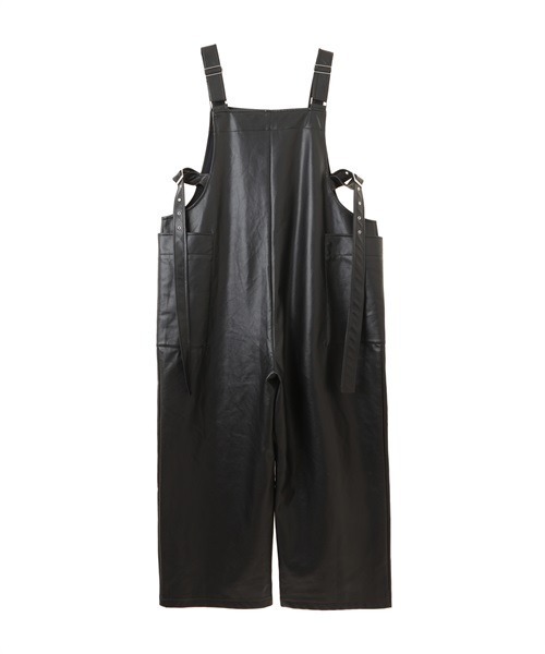 Candy Stripper（キャンディストリッパー）の「FAKE LEATHER BELTED サロペット（サロペット/オーバーオール・レディース・ブラック/グリーン・2）」の4枚目の写真