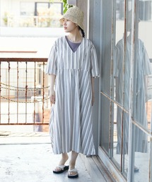 CRAFT STANDARD BOUTIQUE | Vネックリネン混カフタンワンピース　＊◆(ワンピース)