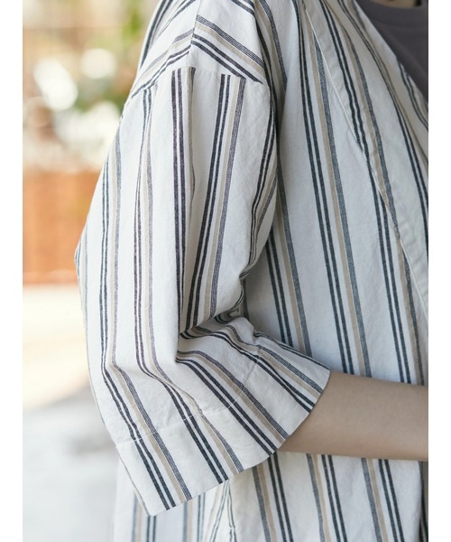 CRAFT STANDARD BOUTIQUE（クラフトスタンダードブティック）の「Vネックリネン混カフタンワンピース　＊◆（ワンピース・レディース・ストライプ・FREE）」の17枚目の写真