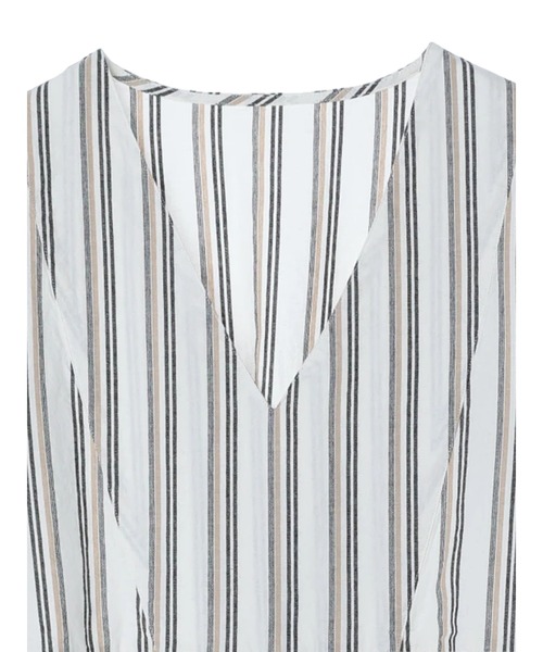 CRAFT STANDARD BOUTIQUE（クラフトスタンダードブティック）の「Vネックリネン混カフタンワンピース　＊◆（ワンピース・レディース・ストライプ・FREE）」の3枚目の写真