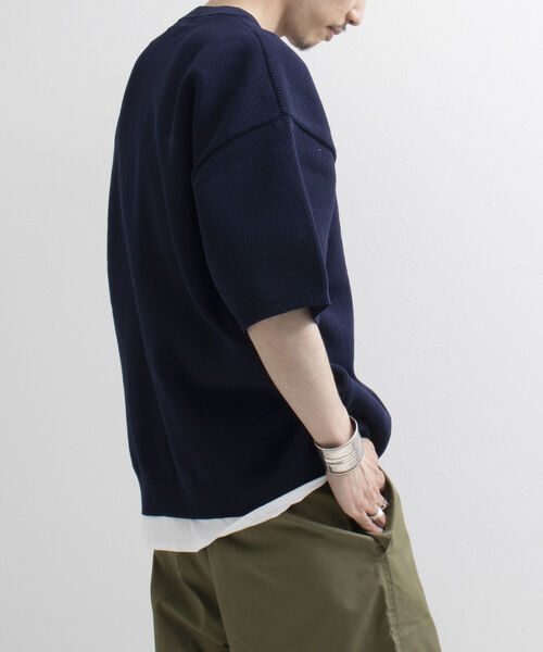 GLOSTER(グロスター)の「【GLOSTER/グロスター】《ニット+カットソーの2点SET》レイヤード バルーンニットTシャツ サマーニット(ニット/セーター・メンズ・チャコールグレー/ベージュ/オレンジ/ネイビー/ライトグリーン・S/M/L)」の17枚目の写真