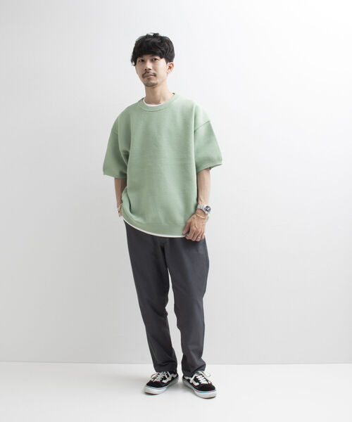 GLOSTER(グロスター)の「【GLOSTER/グロスター】《ニット+カットソーの2点SET》レイヤード バルーンニットTシャツ サマーニット(ニット/セーター・メンズ・チャコールグレー/ベージュ/オレンジ/ネイビー/ライトグリーン・S/M/L)」の22枚目の写真
