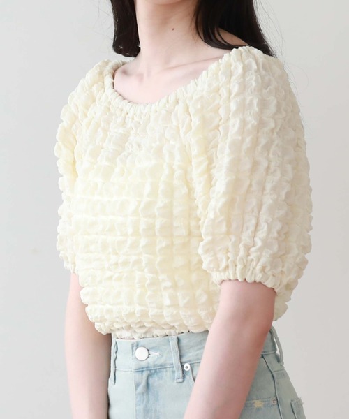 archives（アルシーヴ）の「’２ｗａｙポップコーンオフショルＴＯＰＳ’（Tシャツ/カットソー・レディース・ブラック/ネイビー/レッド/アイボリー・MEDIUM）」の18枚目の写真