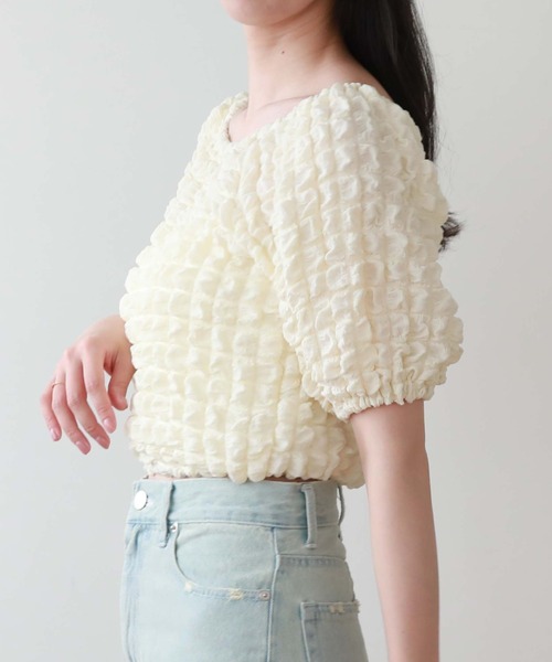 archives（アルシーヴ）の「’２ｗａｙポップコーンオフショルＴＯＰＳ’（Tシャツ/カットソー・レディース・ブラック/ネイビー/レッド/アイボリー・MEDIUM）」の5枚目の写真