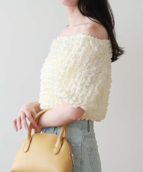 archives（アルシーヴ）の「’２ｗａｙポップコーンオフショルＴＯＰＳ’（Tシャツ/カットソー・レディース・ブラック/ネイビー/レッド/アイボリー・MEDIUM）」の10枚目の写真