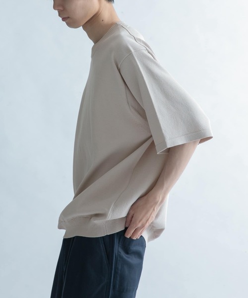 FORK&SPOON(フォークアンドスプーン)の「FORK&SPOON クルーネックニットTシャツ(Tシャツ/カットソー・メンズ・ライトグレー/パープル・4/5)」の3枚目の写真